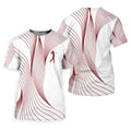 Geometric Line Wavy Line Maroon And White Women's Golf Tops, Ladies Golf Shirts, Women's Polo Shirt