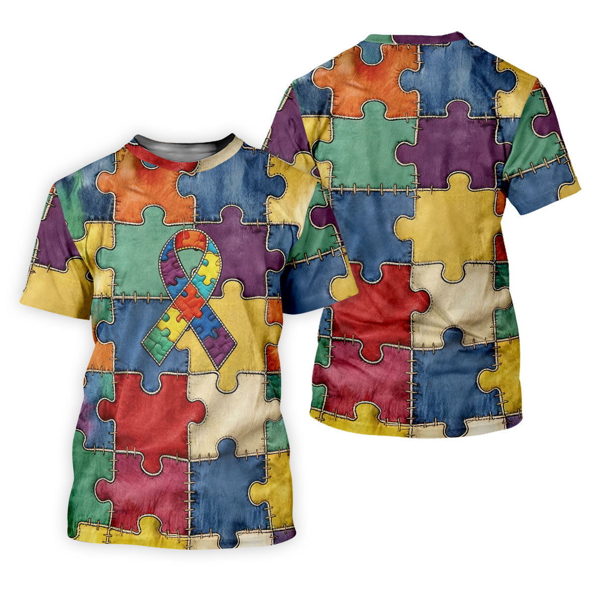 Men's Autism Awareness Print Short Sleeves t-shirt, Autism Awareness Shirt, Autistic Gifts For Adults
