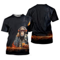 Monkey Gentleman Midnight Amber Hawaiian Golf Shirt, Women's Golf Tops, Ladies Golf Shirts