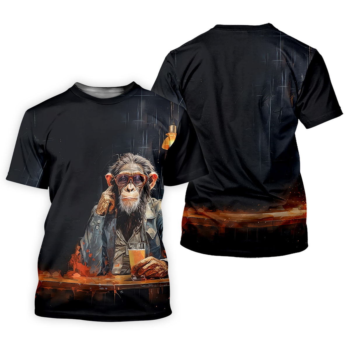 Monkey Gentleman Midnight Amber Hawaiian Golf Shirt, Women's Golf Tops, Ladies Golf Shirts