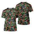 Tropical T Rex Floral Pattern Hawaiian Golf Polo, Golf Tops For Men, Golfing Apparel