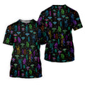 Neon Bigfoot Alien UFO Pattern Golf Polo Shirt, Men's Golf Shirt, Printed Golf Shirts