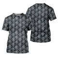 Skull Damask Charcoal Grey Gothic Floral Women Golf Top, Ladies Golf Shirts, Golf Shirt For Women