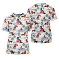Tropical Dachshund Beach Pattern Hawaiian Golf Polo, Golf Tops For Women, Golfing Apparel