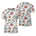 Beach Vacation Shih Tzu Print Hawaiian Golf Polo, Golf Tops For Men, Golfing Apparel