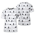 Cute Black and White Cats Pattern Golf Shirt, Men's Golf Shirt, Golf Polo Shirts For Men