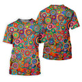 Colorful Abstract Circle Pattern Polo Shirt, Printed Golf Shirt, Hawaiian Golf Shirt, Women’s Golf Tops
