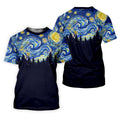 Van Gogh Inspired Starry Night Forest Hawaiian Golf Polo, Golf Tops For Men, Golfing Apparel