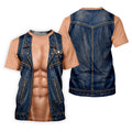 Blue Denim Vest Illusion Golf Polo Shirt, Golf Shirts For Men, Mens Golf Apparel