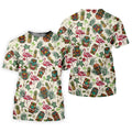 Tiki Masks, Flamingo and Island Paradise Pattern Design Hawaiian Golf Polo, Golf Tops For Men, Golfing Apparel