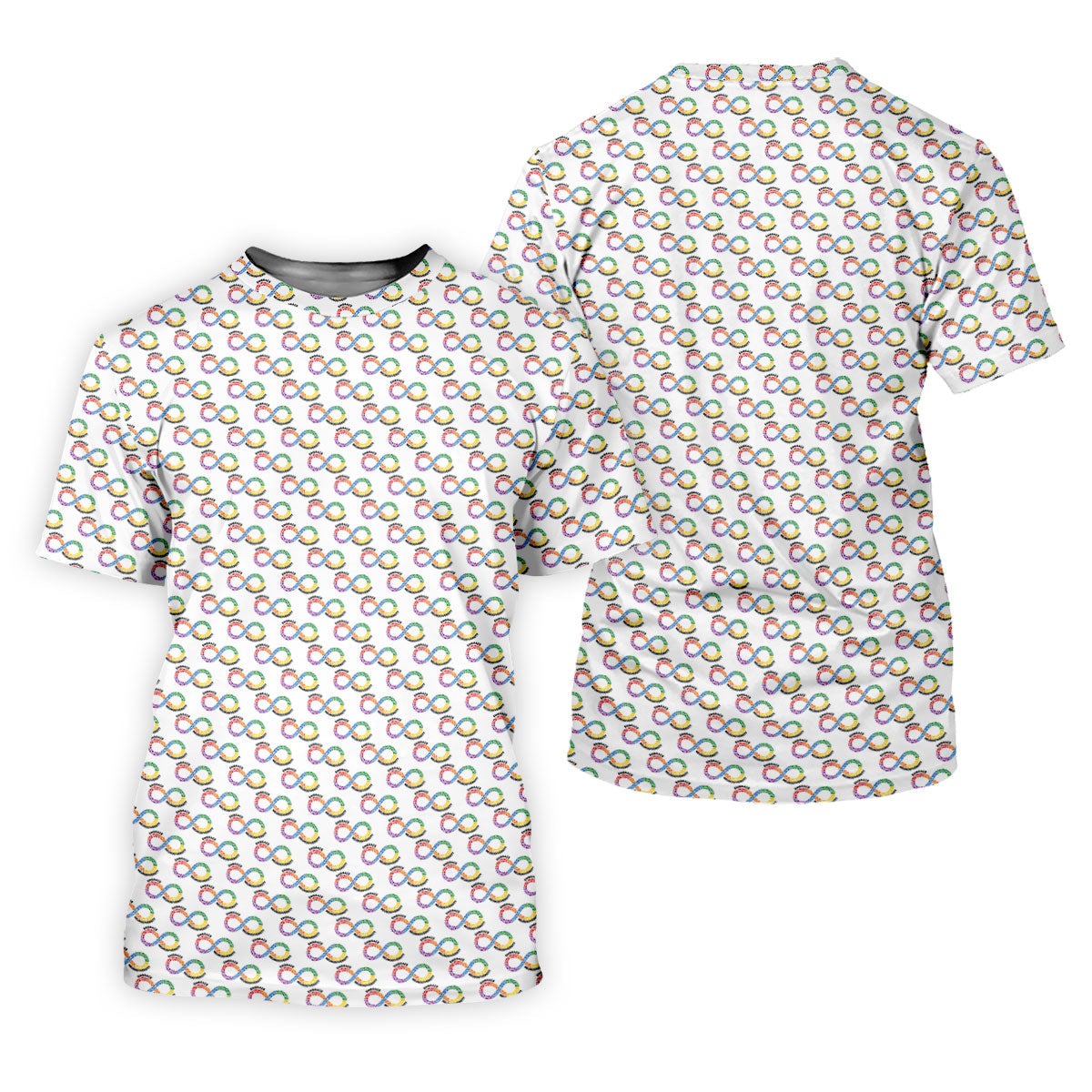 Embrace Neurodiversity Rainbow Infinity Symbol Autism Awareness White Golf Shirt, Women's Golf Tops
