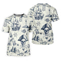 Ivory Vintage Pirate Map Pattern Golf Shirt, Women's Golf Shirt, Hawaiian Golf Shirt, Golf Polo For Women