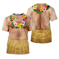 Floral Lei Tropical Theme Party Fun Women's Golf Shirts, Hawaiian Golf Shirt, Ladies Golf Polos