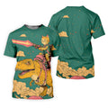Laser Cat Dinosaur Golf Shirt, Retro Sci Fi T Rex Adventure Pattern, Golf Shirt For Women