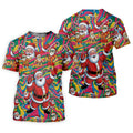 Funny Tropical Santa Christmas Polo Shirt, Mens Golf Polo, Christmas Shirts For Men
