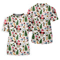 Christmas Cute Pattern Women Golf Top, Cartoon Print Ladies Golf Polos, Christmas Golf Shirt, Golfing Apparel