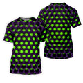 3D Effect Circular Pattern Green Golf Shirt, Cool Golf Outfit, Men's Funny Golf Shirts, Polo Shirts For Men