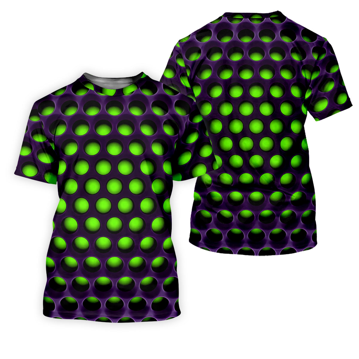 3D Effect Circular Pattern Green Golf Shirt, Cool Golf Outfit, Men's Funny Golf Shirts, Polo Shirts For Men