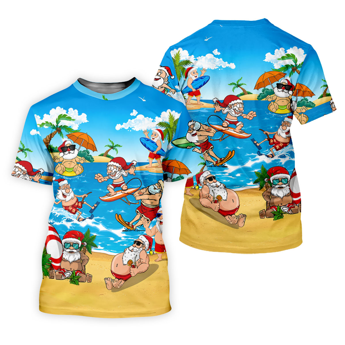 Santa Claus Summer Beach Party Golf Shirt, Golf Polo For Women, Christmas Golf Shirt