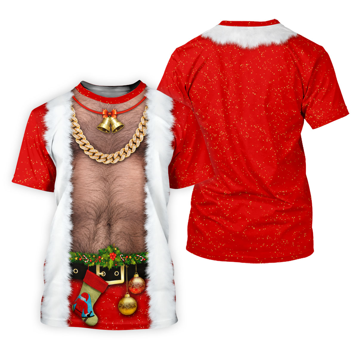Funny Santa Gold Chain Christmas Golf Shirt, Mens Golf Polo, Golf Apparel For Men
