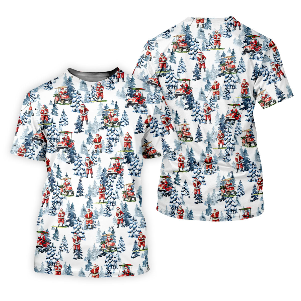Santa Golfing Polo Shirt Mens, Fun Golf Shirts For Men, Christmas Golf Shirt, Golf Lover Xmas Gift