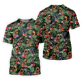 Tropical T Rex Floral Pattern Hawaiian Golf Polo, Golf Tops For Women, Golfing Apparel