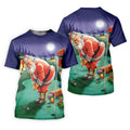 Men's Santa Night Golf Scene Golf Shirt, Christmas Golf Shirt, Golf Apparel For Men