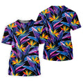 Vibrant Tropical Flowers and Exotic Jungle Leaves Hawaiian Golf Polo, Golf Tops For Women, Golfing Apparel