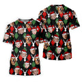 Custom Face Red And Green Argyle Pattern Christmas Women's Golf Tops, Ladies Golf Shirts, Christmas Golf Gift