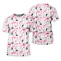 Pink Flamingo Golf Pattern Breast Cancer Polo Shirt, Ladies Golf Top, Women’s Golf Polo