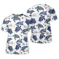 Sea Turtle, Starfish, Seashells and Coral Reef Art Hawaiian Golf Polo, Golf Tops For Women, Golfing Apparel