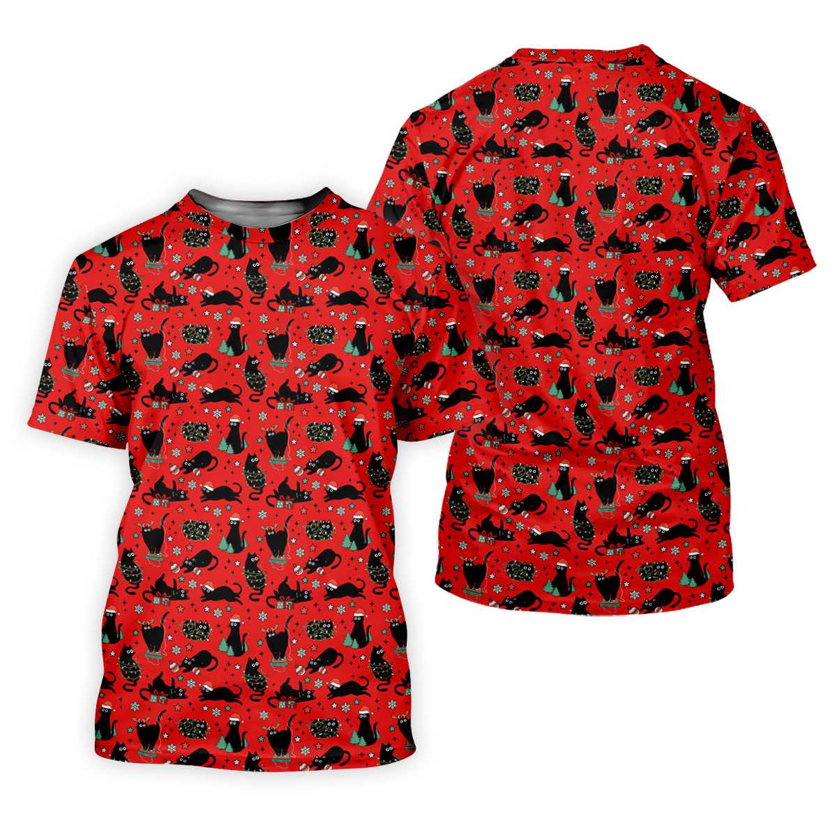 Xmas Black Cat Red Golf Shirt, Polo Shirts For Men, Christmas Golf Shirt, Golf Gift For Men, Christmas Golf Gift