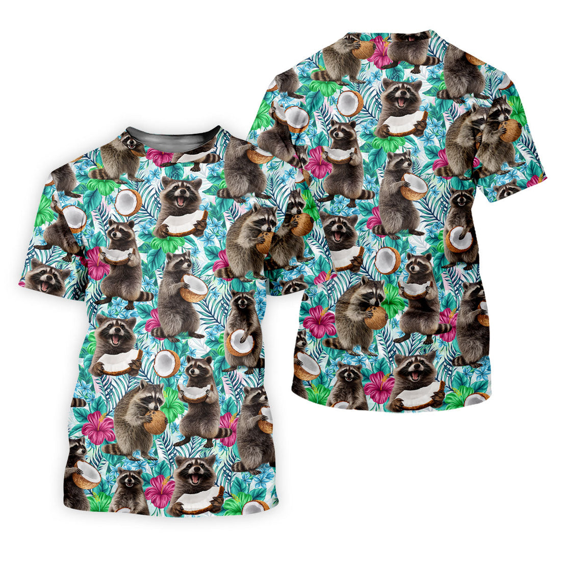 Funny Raccoons Enjoying Coconuts Design Hawaiian Golf Polo, Golf Tops For Women, Golfing Apparel