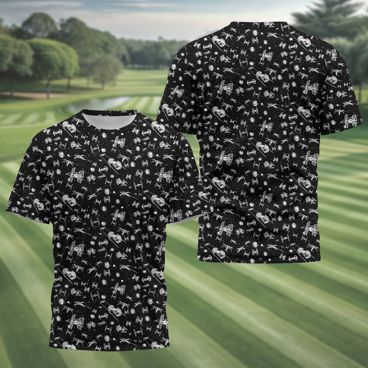 Black Galaxy Golf Polo Shirt, Gift For Golfers, Golf Gift For Men