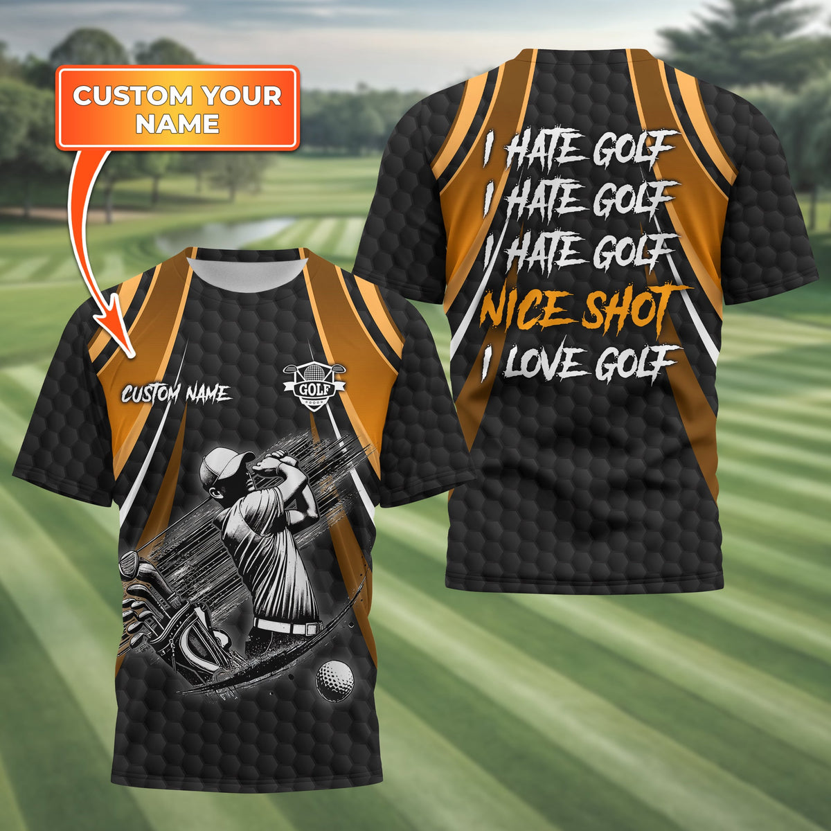 I Hate Golf Custom Men's Golf Polo Shirt, Funny Golf Shirt, Gift For Golfer
