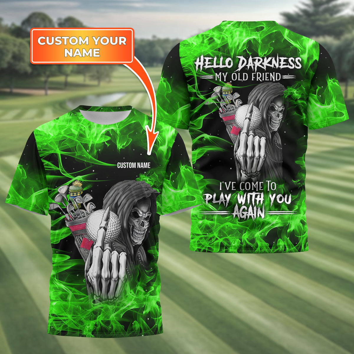 Hello Darkness My Old Friend Personalized Golf Polo Shirt, Golf Shirt For Men, Gift For Golfers