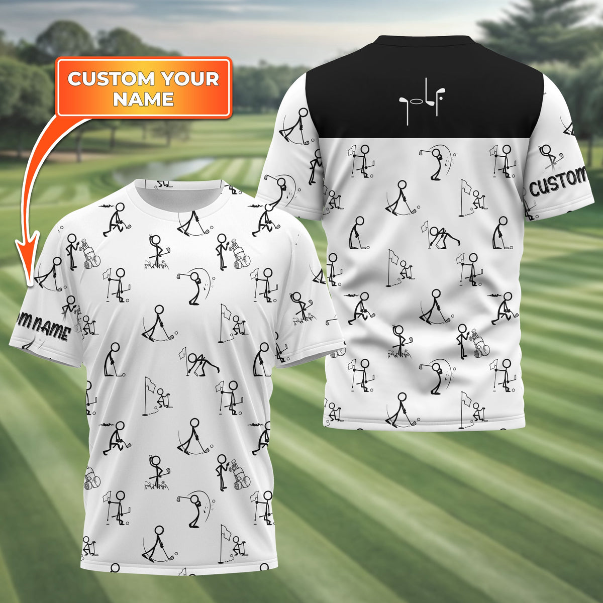 Funny Stick Figure Golf Polo Shirt, Gift For Golfers, Golf Gift For Men