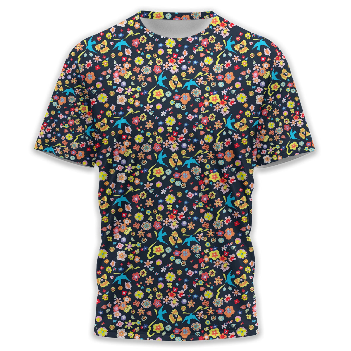 Floral Swallows Men's Golf Polo Shirt, Golfing Apparel, Gift For Golfers