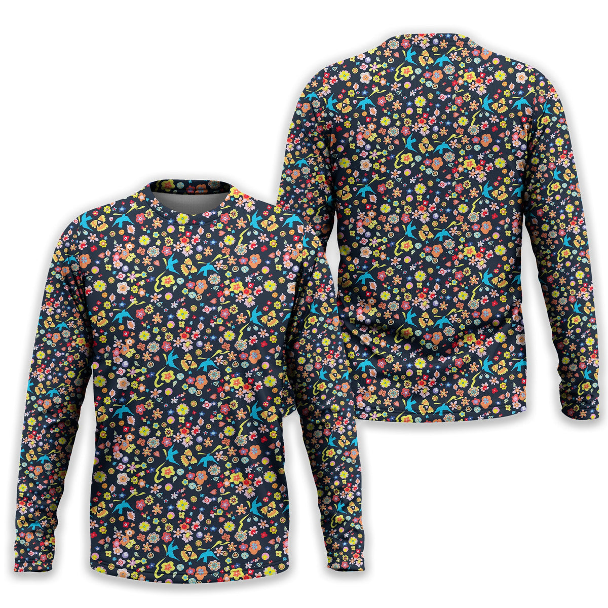 Floral Swallows Men's Golf Polo Shirt, Golfing Apparel, Gift For Golfers