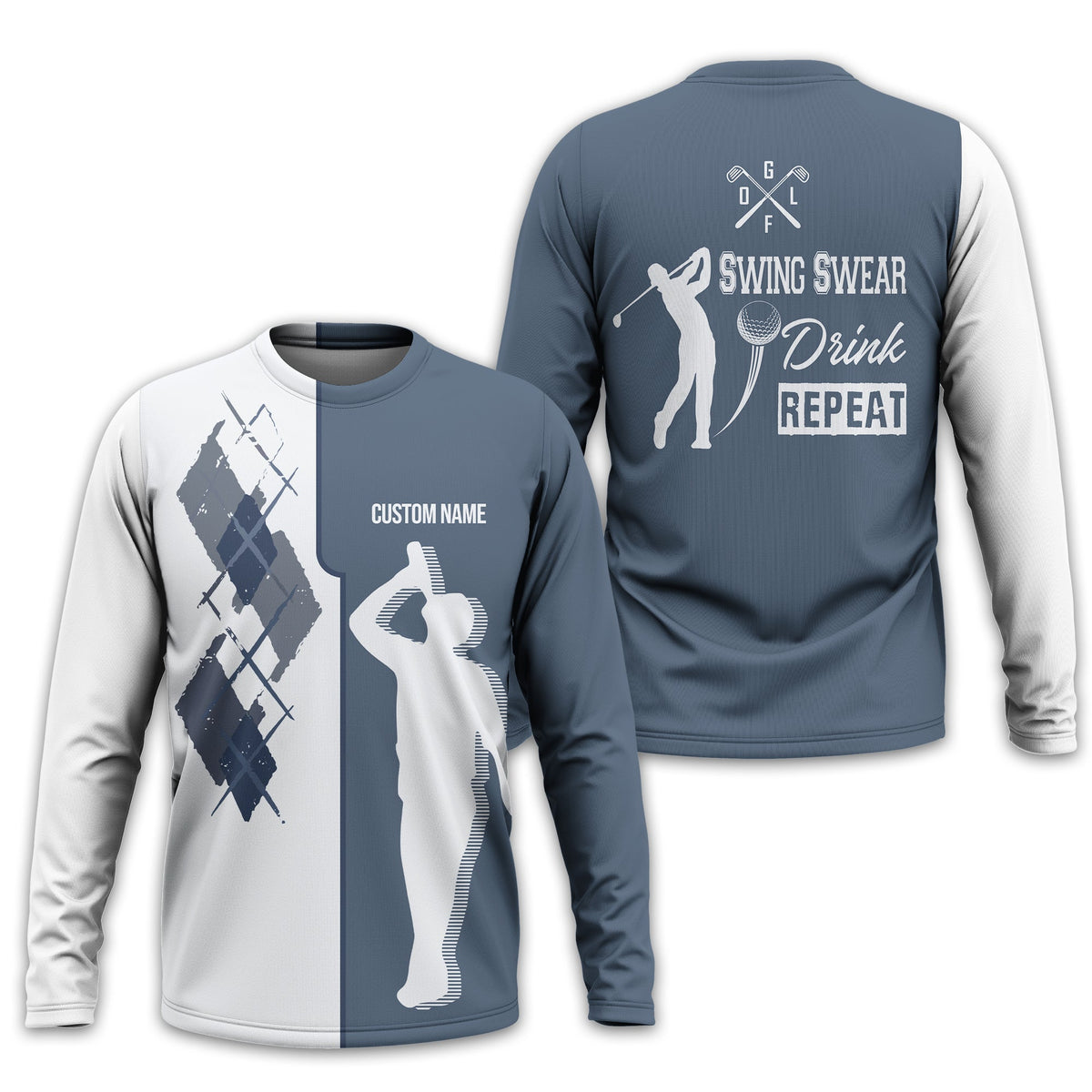 Swing Swear Drink Repeat Personalized Golf Polo Shirt, Golf Shirt For Men, Gift For Golfers