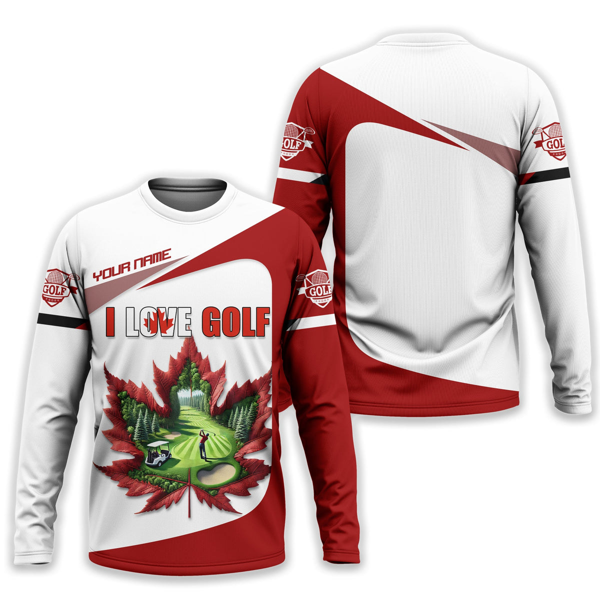 Canadian Maple Leaf Men's Golf Polo Shirt, Golfing Apparel, Golf Gifts For Men