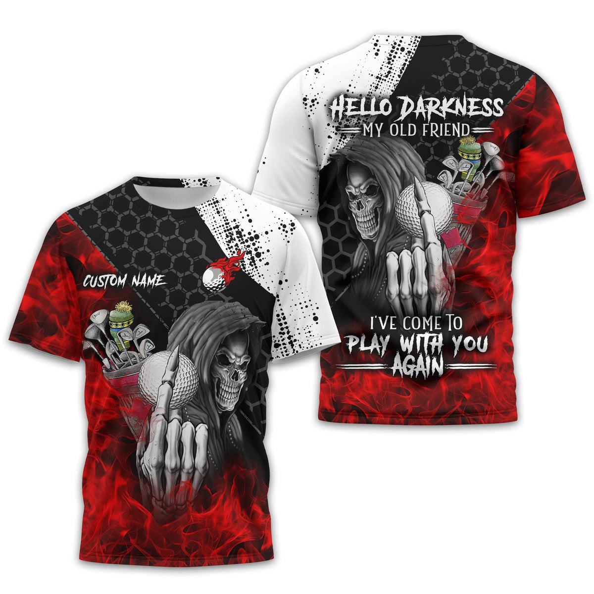 Hello Darkness My Old Friend Custom Golf Shirt, Present For Golfer
