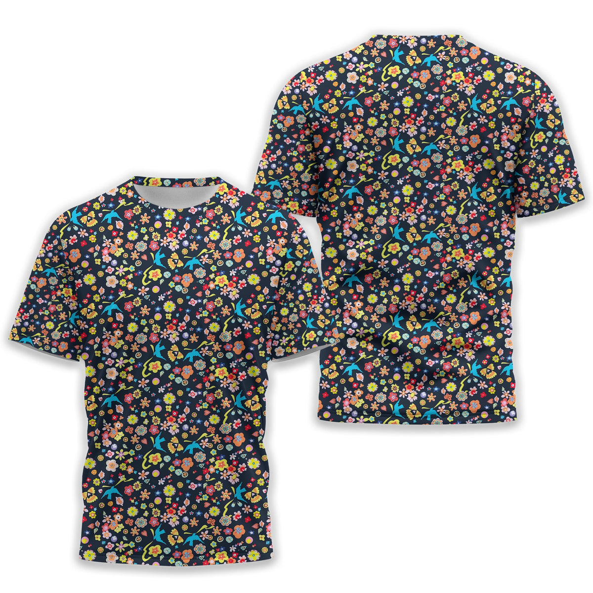 Floral Swallows Men's Golf Polo Shirt, Golfing Apparel, Gift For Golfers