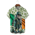 St. Patrick's Day Shamrock Irish Flag Hawaiian Golf Shirt, Holiday Hawaiian Shirt, Tropical Vibe Men's Golf Shirt