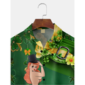 Green St. Patrick'S Day Luck By Alice Meow Hawaiian Golf Shirt, Holiday Hawaiian Shirt, Tropical Vibe Men's Golf Shirt