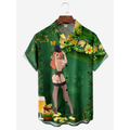 Green St. Patrick'S Day Luck By Alice Meow Hawaiian Golf Shirt, Holiday Hawaiian Shirt, Tropical Vibe Men's Golf Shirt