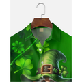 St. Patrick's Day Gnome Shamrock Hawaiian Golf Shirt, Shamrock Golf Shirts, Men's Golf Shirt