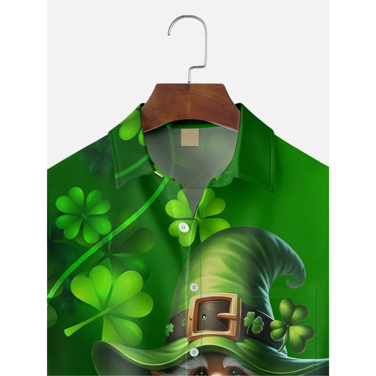 St. Patrick's Day Gnome Shamrock Hawaiian Golf Shirt, Shamrock Golf Shirts, Men's Golf Shirt