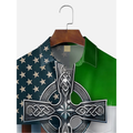 St. Patrick's Day Irish Flag Hawaiian Golf Shirt,  Men's Golf Shirt, St. Paddy's Day Shirt
