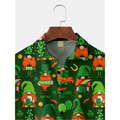 Green Irish St. Patrick's Day Lucky Clover Gold Coins Hawaiian Golf Shirt, Tropical Vibe Men's Golf Shirt